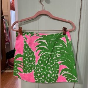 Lilly Pulitzer Green and Pink Pineapple Skirt